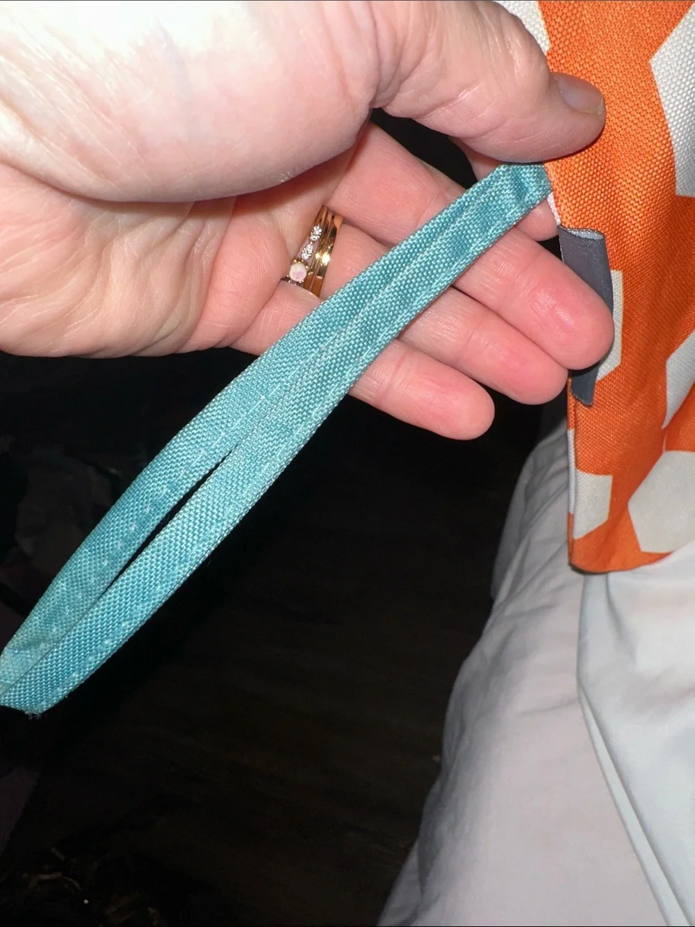 The royal standard Orange Geometric Cosmetic Bag turquoise zipper strap new